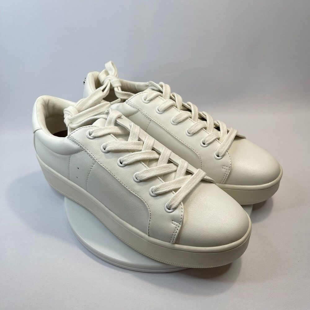Steve Madden Women's Bertie White Lace-Up Sneakers | 9M | White | NEW